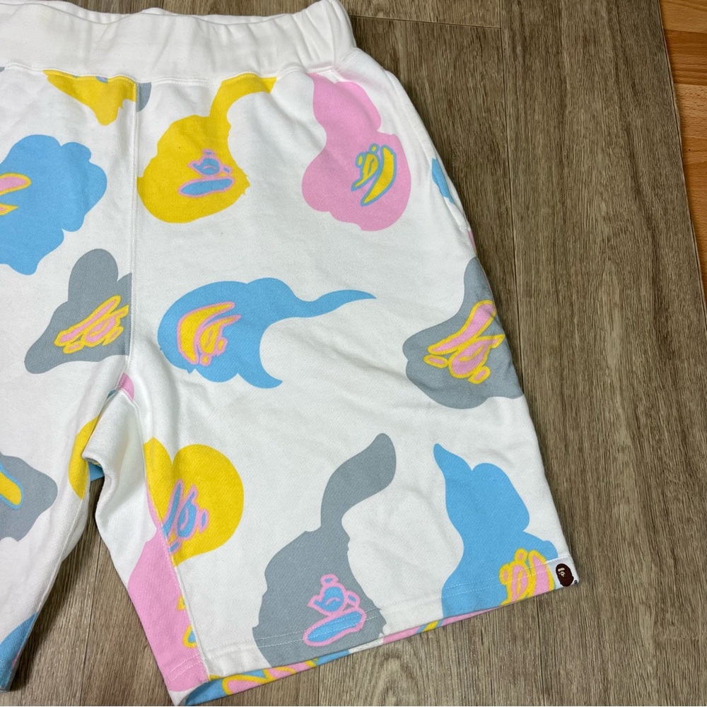 Bape XL Shorts Wide Cotton Candy Camo White Sweat Shorts large - Picture 3 of 12